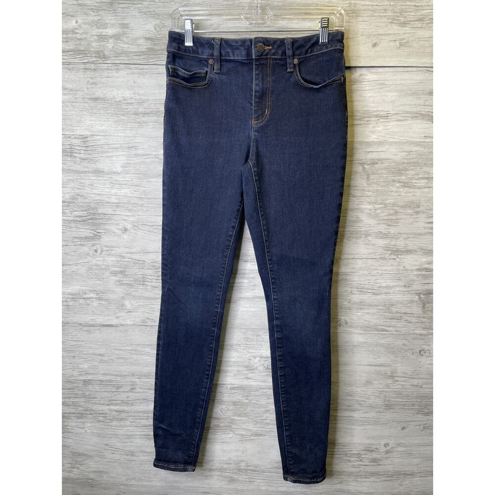 Lands End Womens 6 Dark Wash Mid Rise Skinny Stretch Denim Jeans 511824 GW